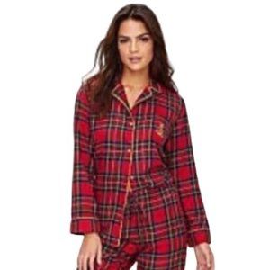 Ralph Lauren Red Classic Tartan Plaid Fleece Pajama Set M/L 2 Piece